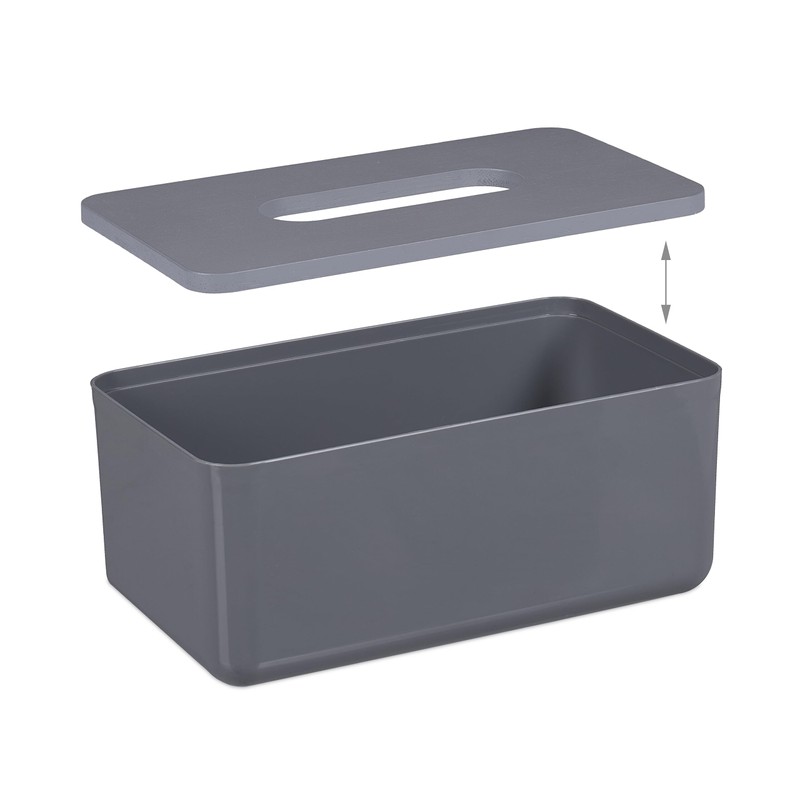 Relaxdays Tissue Box with Bamboo Lid for Bathroom, Tissue Box,