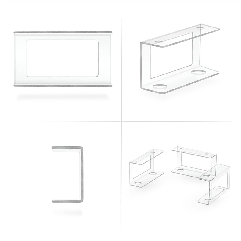 BRAINWAVZ Transparent Under Desk Laptop Holder Mount with Adhesive &