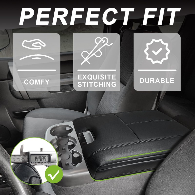Muslogy Center Console Armrest Cover Compatible with Chevy Silverado/Tahoe &