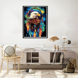 EATUKYIC American Eagle Day Diamond Painting Kits Bald Eagle with Dream Catchers for Adults Beginner, Diamond Art Paint by 5D Full Round Drill Gem DIY Craft for Home Wall Decor Gift 12x16 inch