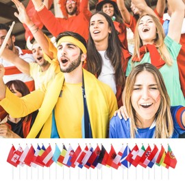 Funtery European Championship Flag for Football EM 2024, 24 Countries EM Decoration Small Hand-Held Flags, European Championship Football 2024 Flag Small for Home Garden Bar Restaurant Party