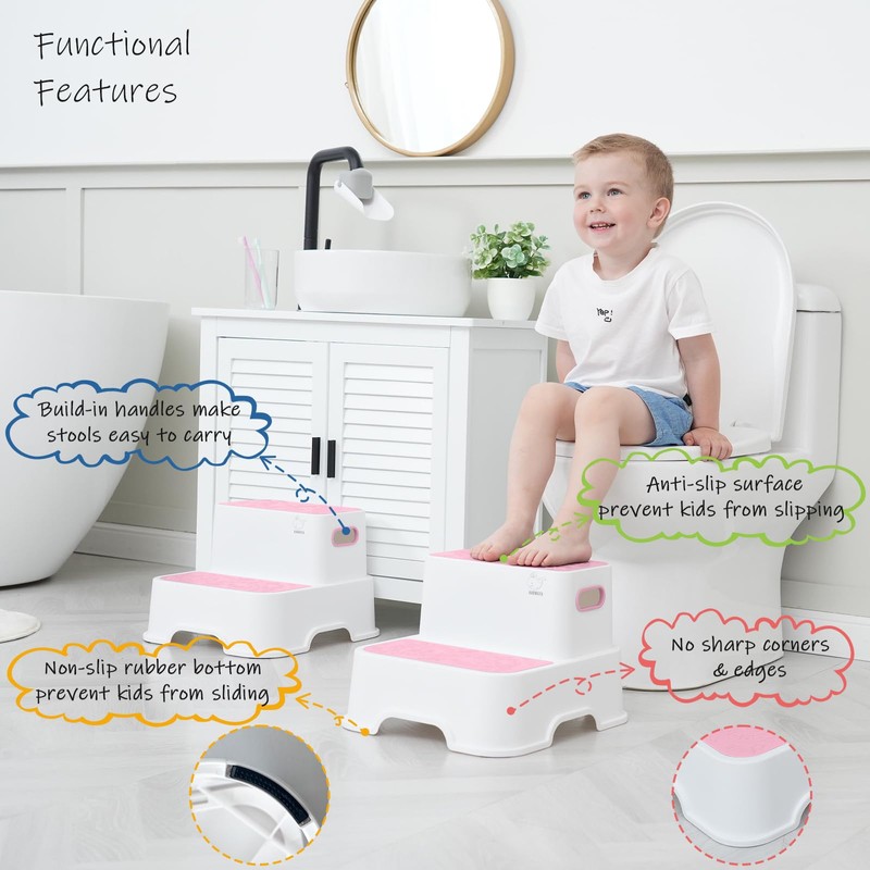 Harwaya Two Step Stools for Toddlers Girls, Small Kids Step