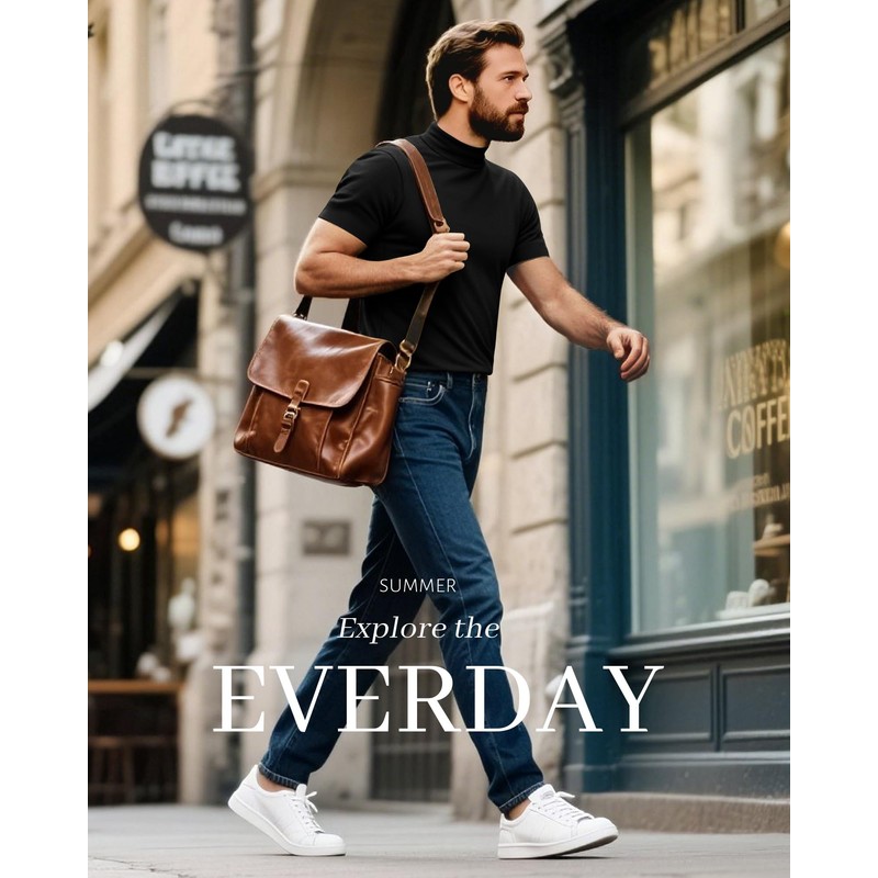 Ficerd 4 Pack Men's Mock Neck T Shirts, Short Sleeve