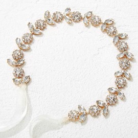 YXYAOLEE Flower Girl Headpiece Crystal Girls Headband Hair Accessories for Birthday Photography Rhinestone Headband Flowers and Leaves Crown Hair Band