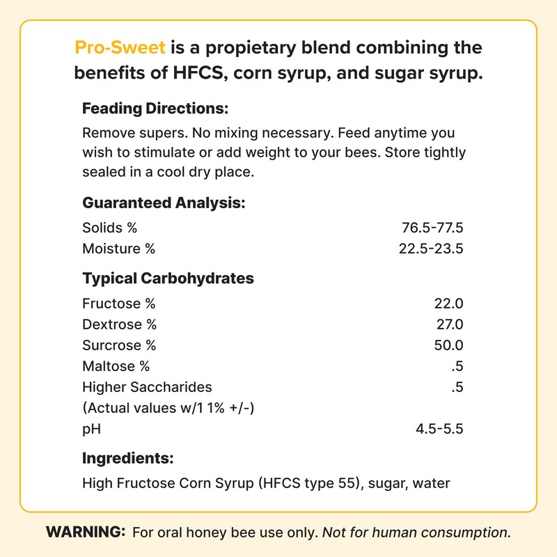 Mann Lake Pro-Sweet Liquid Feed, Natural Supplemental Feed for Bees,