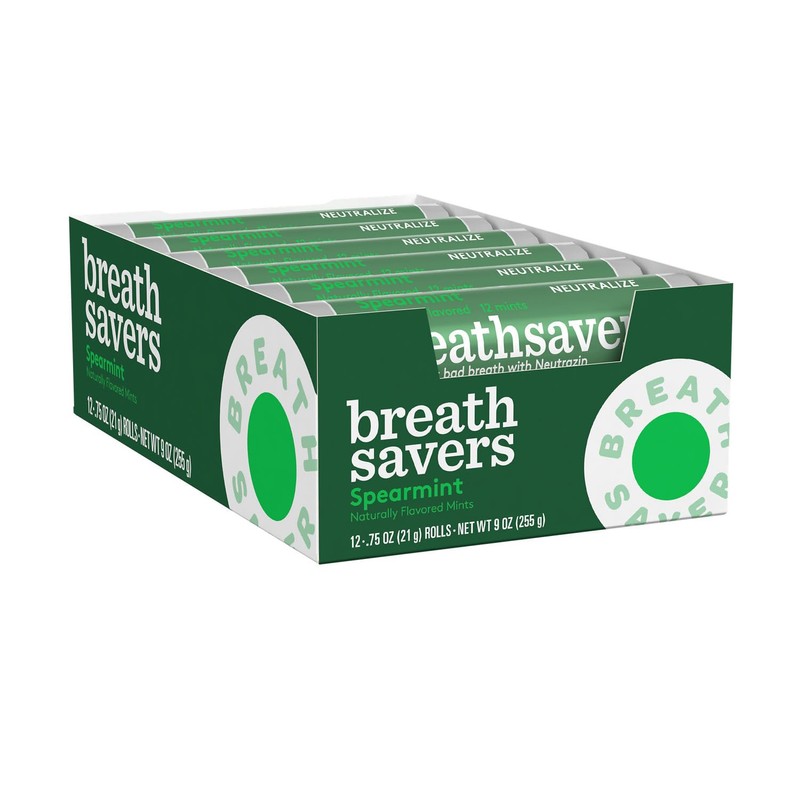 BREATH SAVERS Spearmint Flavored Sugar Free Breath Mints Rolls, .75