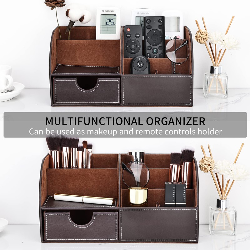 Kingfom™ 7 Desk Organiser, Storage Compartment, Multifunctional Functional, Faux Leather