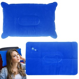 2 Pack Elastic Force Inflatable Pillow Camping Pillow,Foldable and Compressible Soft Plush Surface Sweat Absorbing,Waterproof Suitable for Long-Distance Travel Aviation Outdoor Play,Night Fishing Blue