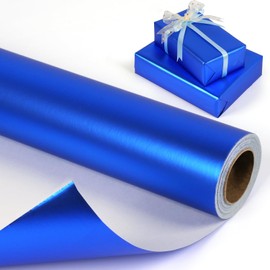 Royal Blue Wrapping Paper Roll, Solid Color Metallic Wrapping Paper, Matte Wrapping Paper Roll, Blue Gift Wrapping Paper for Birthday Wedding Christmas Mother's Day Baby Shower, 17 Inches x 32.8 Feet