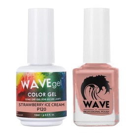 WAVEGEL Soak-Off Gel & Nail Lacquer Matching Duo Set - Simplicity Collection - #P120 Strawberry Ice Cream I 0.5 Oz
