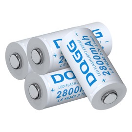 PAOWANG 16340 Rechargeable Battery 2800mAh Button Top 4 Pack 3.7Volt Li-ion Batteries for LED Flashlight Headlamp