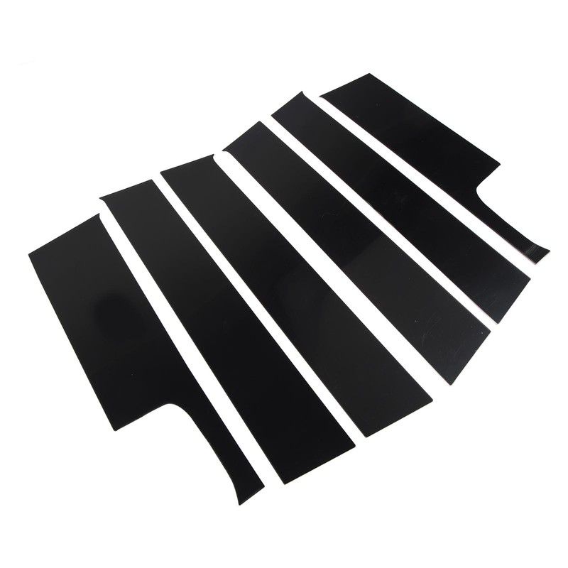 6Pcs B Pillar Posts Trim Glossy Black Firm Paste Exterior