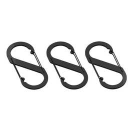 Aluminium S-Shaped Carabiner Hooks, 88mm x 40mm, Set of 3, Lightweight for Camping and Hiking (Black 88)