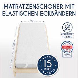 Mattress Protector 60 x 120 cm Waterproof (Set of 2) Oeko-Tex Certified by Dreamzie Breathable Mattress Topper
