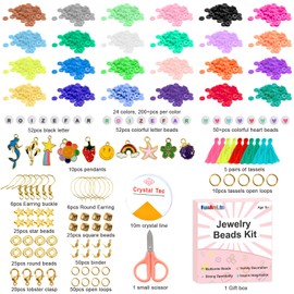 FansArriche Polymer Clay Bead for Beads Set Bead Necklaces Set for Charm Bracelet Necklace Kit Jewellery Making Craft Set Creative Gift for Adults