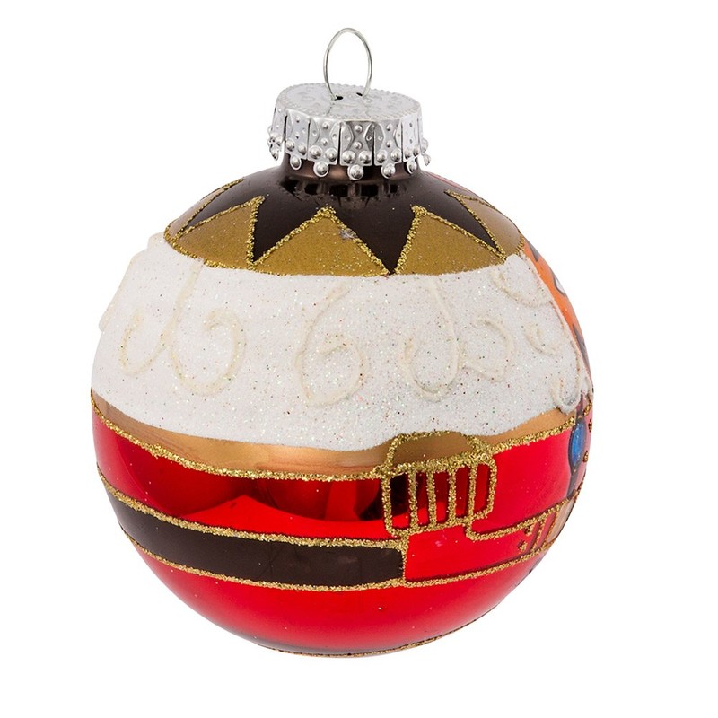 Kurt Adler Nutcracker Design Glass Ball Ornament, 80mm