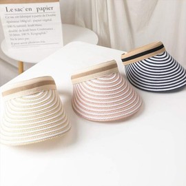 PRETYZOOM 1pc Summer Face Cover Outdoor Woven Hat Caps Empty Straw Hat Beach Hats Beach Cap Sun Block Hat Wide Clip on Visor Hat Beach Sun Hats Empty Hat Women's Sun Protection Beige