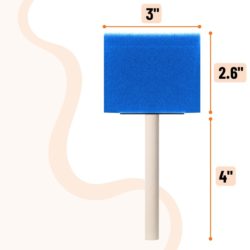 Bates- Foam Paint Brushes, 3", 50 Pack, Blue Sponge Brushes