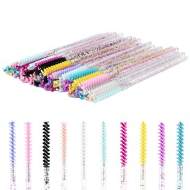 100pcs Disposable Skinny Mascara Wands Crystal Eyelash Brushes Mini Mascara Wands Micro Brush Lash Extension Supplies Lashes Extension Tools(Skinny-mix colors-CA)