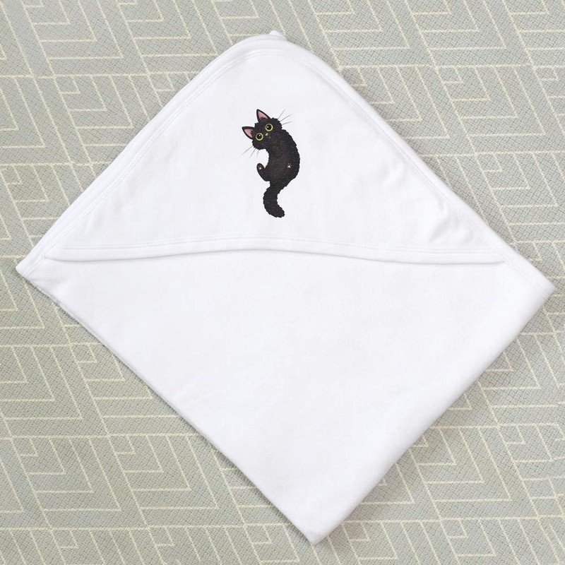 Azeeda 'Rollende Schwarze Katze' Baby-Kapuzentuch (HT00029542)