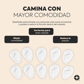 Almohadillas de Gel para Zapatos Antideslizantes Metatarso 5 Pares Orzel Gel de silicona adherible · Alivia dolor metatarso y callos · 10 pzas / 5 pares · Gel