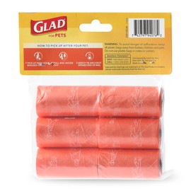 Glad for Pets Heavy Duty Dog Poop Bags - Scented Pet Waste Bag Rolls for Large Dogs & Puppy Supplies, Tear-Resistant Doggie Bags for Waste Cleanup - 6 Rolls, 90 Count