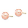 14K Yellow Gold 8-9mm Pink Round Freshwater Cultured Pearl Stud