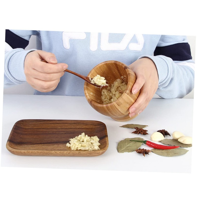 LABRIMP -in-one Garlic Press Set Bamboo Pot Pestle Food Garlic