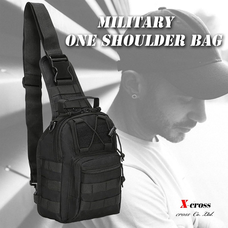 X-cross Military Body Bag, Large Capacity, 3-Way, One Shoulder, Lightweight,