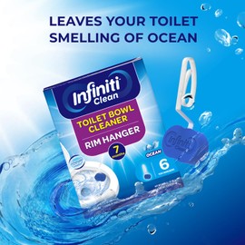 Toilet Bowl Cleaner Rim Hanger, 6 Count Automatic Bowl Toilet Cleaner, Cleans and Freshens Toilet Bowl, Ocean Scent - 7 Month