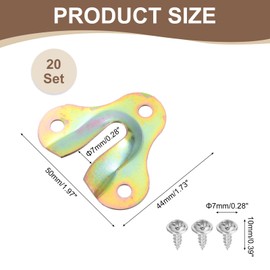 sourcing map 50Pcs Keyhole Picture Frame Hangers, 50x44mm Heavy Duty Metal Keyhole Hangers Picture Frame Hanging Plate with Screws for Mirrors Pictures Photo Frames, Zinc Yellow