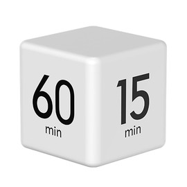 MOBXPAR Cube Timer, Gravity Sensor Flip Timer for Study, Work, Game, Task, Kitchen, Kids, ADHD, Productivity, Workout (White 15-20-30-60)