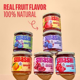 Smash Foods Jam Try Them All Variety Pack| Low-Calorie, No Sugar Added Keto Jam with Upcycled Fruit & Chia Seeds | Vegan, Paleo Superfood Spread (6 Jars)