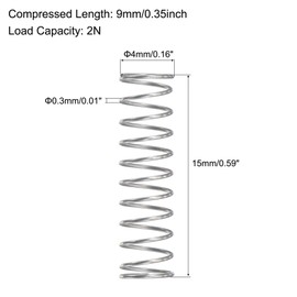 TA-VIGOR 15Pcs Compressed Spring, 4mm OD,0.3mm Wire Size, 15mm Free Length Dual Extended Durable Dual Hook Tension Spring for Furniture Screen Doors Repair Projects