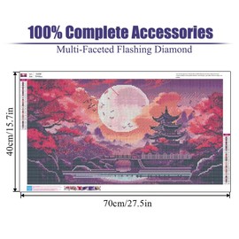 5D Large Diamond Art Painting,Moon Diamond Painting Kits for Adults,DIY Full Drill Crystal Rhinestone Chinese style Arts and Crafts,Gem Art Painting with Diamond Home Wall Decor 27.5 X 15.7inch