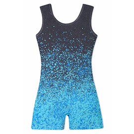 TUONROAD Girls Gymnastics Leotard Kids Unitard Child Gradient Blue Biketard Clothes Tumbling Outfits Cute Sleeveless Ballet Leotards 7-8 Years