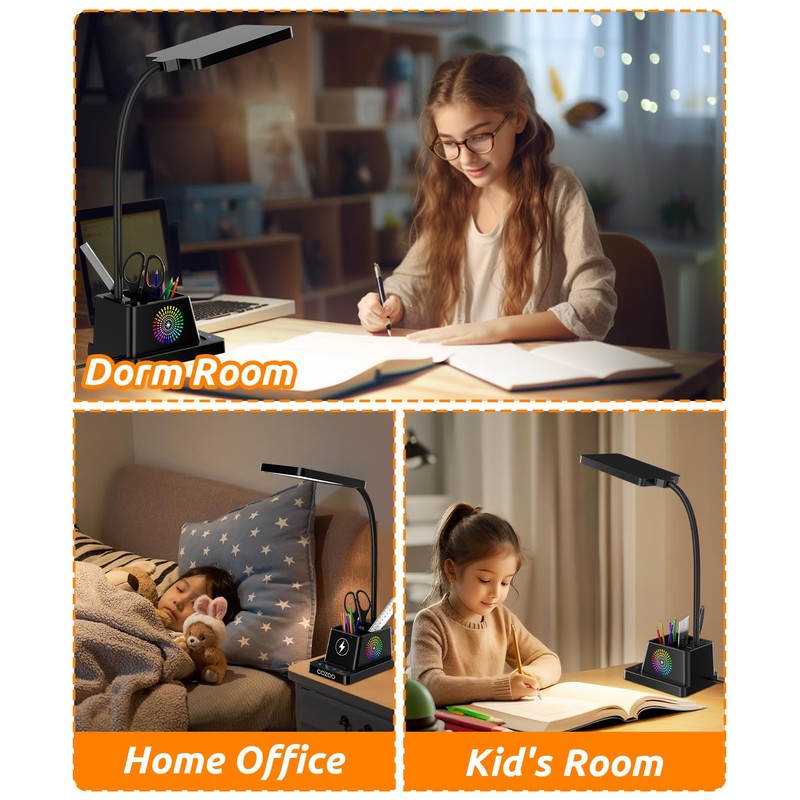 Desk Lamp with Wireless Charger, COZOO LED Desk Lamps for