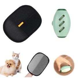 Pet Hair Remover Set, Reusable Lint Roller with 1 Celerypets Double Sided Grooming Glove for Pet Hair Remover Glove, Washable and Portable Sticker for Pet Hair, Clothes, Sofas