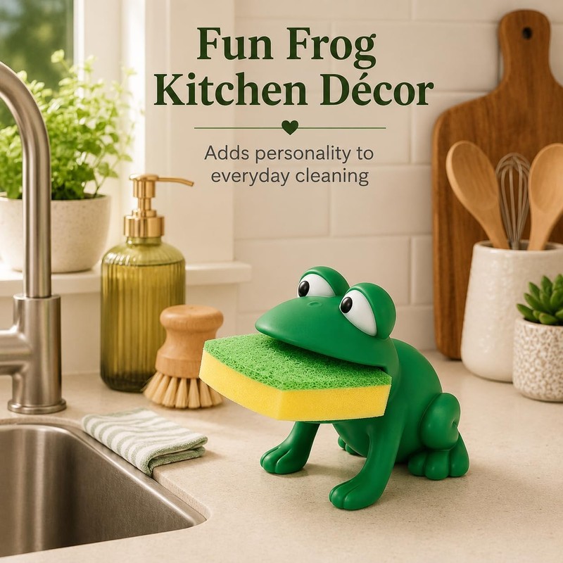 Frog Shaped Sponge Holder for Kitchen Sink - Cute Draining