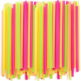 100Pcs Fluorescent Plastic Straws, Plastique for Kids' Milkshakes, Birthday Parties, and Events, Plastic Straw for Fast Food Restaurant, Beverage Shop, Straws Disposable Plastic for All Occasions
