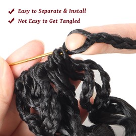 Datanala GoGo Curl Crochet Hair 14 Inch 8 Packs Pre twisted Curly Pre looped Ocean Wave Crochet Hair Water Wave Synthetic Braiding Hair for Women (GOGO Curl/Black)