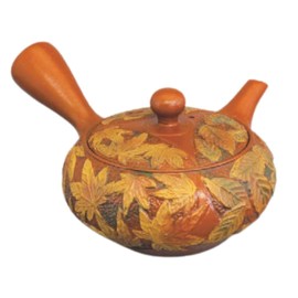 Teapot Kyusu Tokoname - TAKEHARU - Orange - 240 ml cc - Ceramic Mesh - Maple