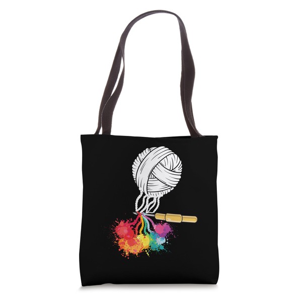 Crocheting Knitting Rainbow Yarn Rainbow Tote Bag