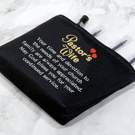 G2TUP Bolsa de cosméticos para pastor, esposa, para regalo de apreciación, ministra, esposa, con texto en inglés "May God Bless You For Your Continued Service Christian Church Gift, Bolsa de maquillaje Minister Wife,