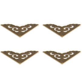 4Pcs Brass Flat Corner Protectors Right Angle Brackets Decorative Corner Braces for Box Cabinet Table Chair, 50 x 50mm, Bronze