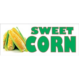 Sweet Corn Banner Sign 2X5 Green red and White w Photo