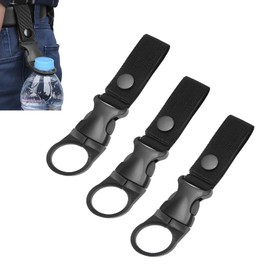 JDFHFGB 3 Pcs Water Bottle Holder with Belt Clip,Adjustable Hanging Buckle Clip for Backpack & Belt,Hands-Free Outdoor Accessories for Hiking, Camping (Black)