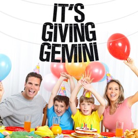 It’s Giving Gemini Banner, Big Gemini Energy, 12 Constellation Birthday Horoscope Zodiac Themed Birthday Baby Shower Party Decorations Supplies