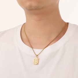 VANGETIMI Gold Initial Letter Y Pendant Necklace Square Capital Letter Alphabet Charm Box Chain Link Necklace for Women Men Teen Girls Boys