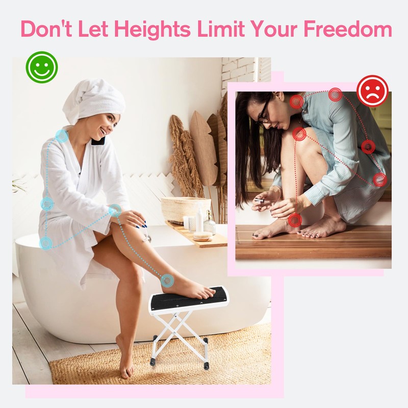 Subay Pedicure Foot Rest, 6-Height Adjustable, Foldable Non-Slip Foot Stand